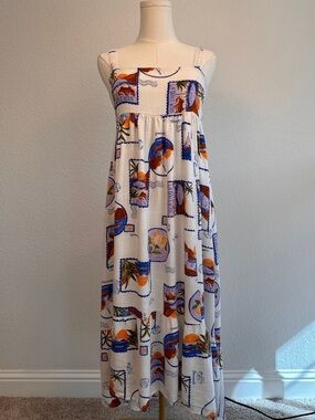 Paper Heart La Dolce Vita Linen Blend Midi Dress l Size XS